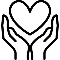 icono corazón y manos